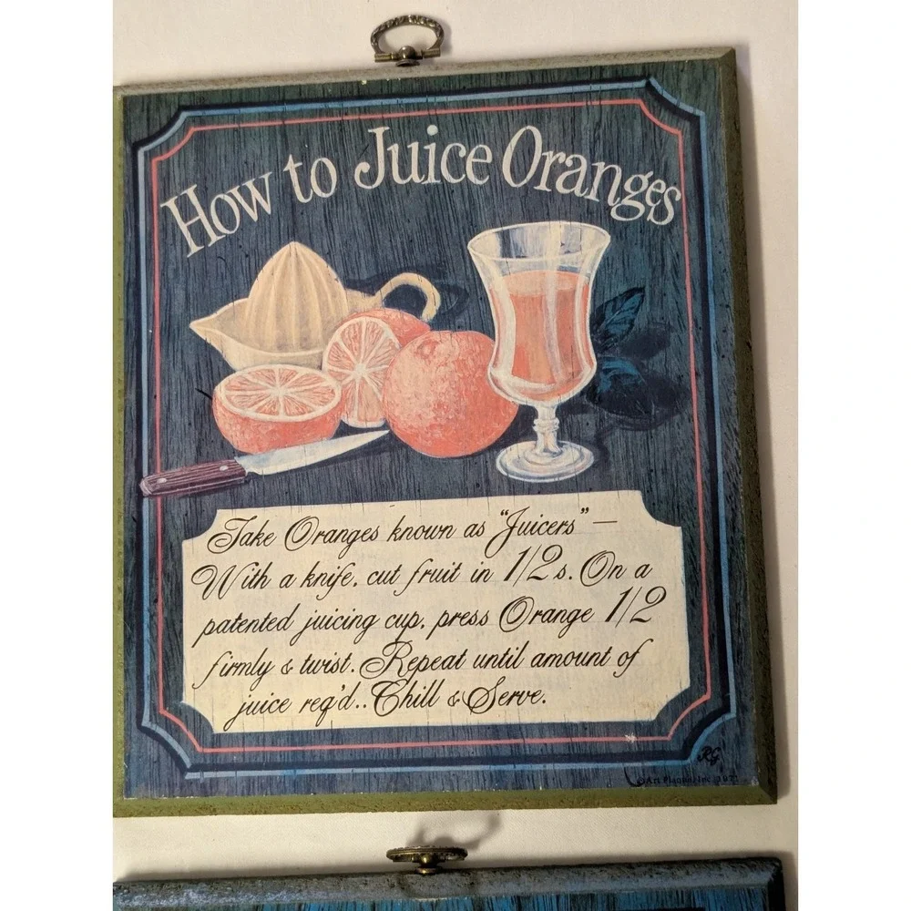 Vintage Cottagecore Kitchen Plaques Set of 4 Wall Hangings Cooking Decor